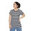 Thumbnail: Woman wearing a black and white striped tee with jeans.