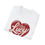Thumbnail: Flat lay of a white “I Love Lucy” T-shirt with red heart logo.