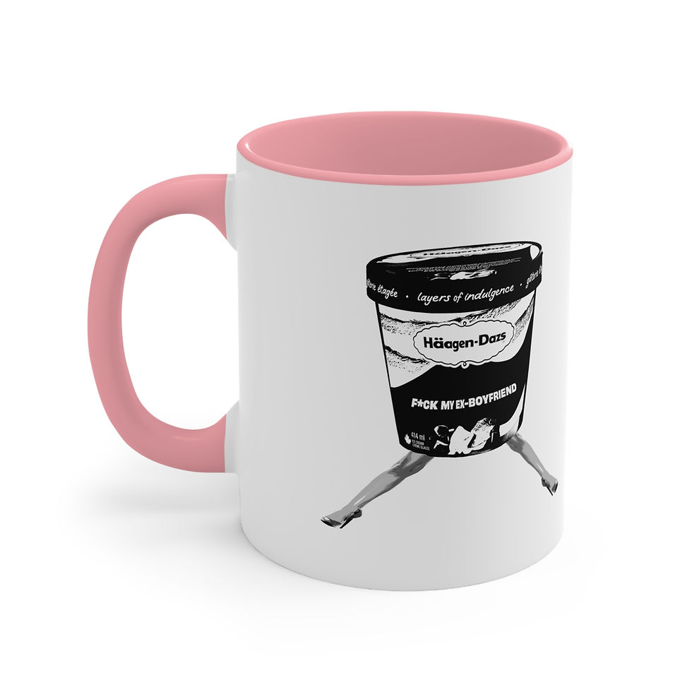 White mug with pink handle featuring F*ck My Ex-Boyfriend design front view