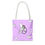 Thumbnail: Lavender tote bag with a hand-drawn cupid flying among cartoon clouds, holding a bow and arrow, with black handles.