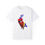 Thumbnail: Smiling woman in yellow Arcade Parrot T-shirt with bold pixel graphic.