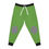Thumbnail: Flat lay front view of green joggers with black-and-white checkered knee patches and black waistband