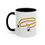 Thumbnail: Front view of Bumblebee coffee mug with black handle and quote design on white background