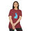 Thumbnail: Woman in red Origami Bunny T-Shirt with origami bunny design, smiling with hands together.