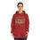 Thumbnail: Female model wearing red It’s Showtime Hoodie with subway artwork on front.