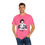 Thumbnail: Man modeling bright pink Ms. Swan MadTV T-shirt, smiling with hands in pockets.