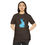 Thumbnail: Woman in brown Origami Bunny T-Shirt featuring blue origami bunny graphic, standing with hands together.