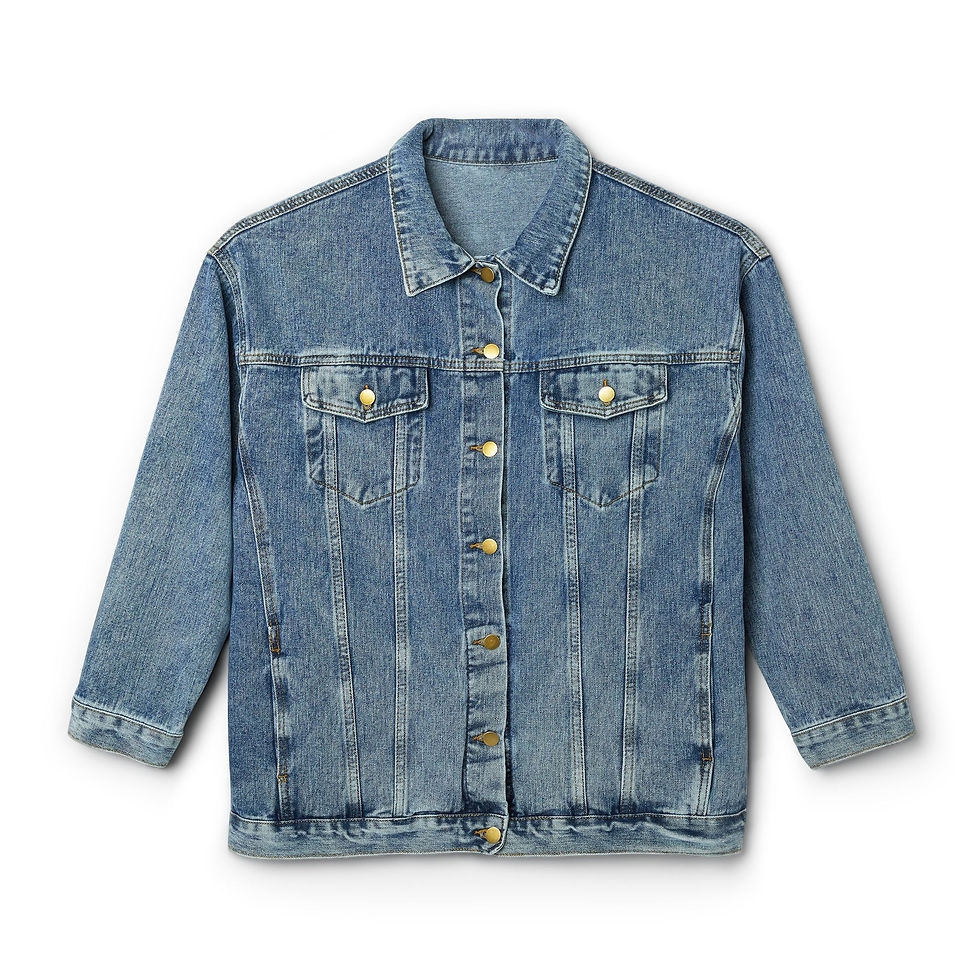 Flat lay front view of Americana Women’s Denim Jacket buttoned