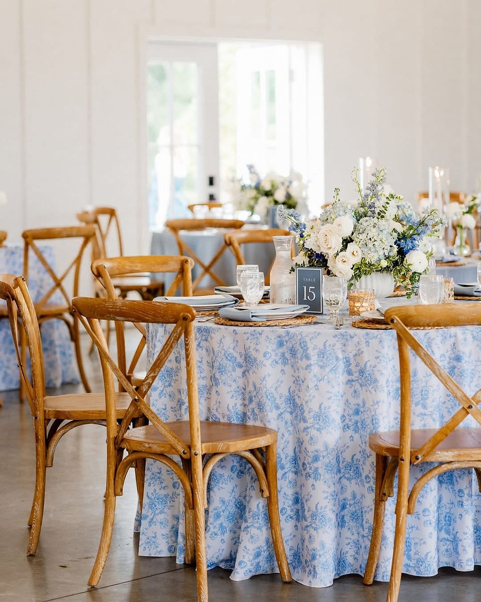 Vintage Rose Light Blue Toile Floral Table Linen