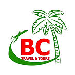 BC Travel & Tours logo with palm tree and airplane