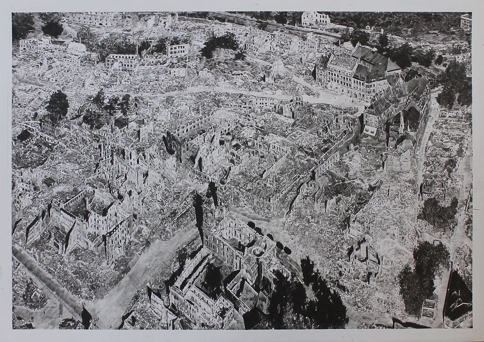 Gomorrah, Hamburg III - Carbon drawing on paper, 2024