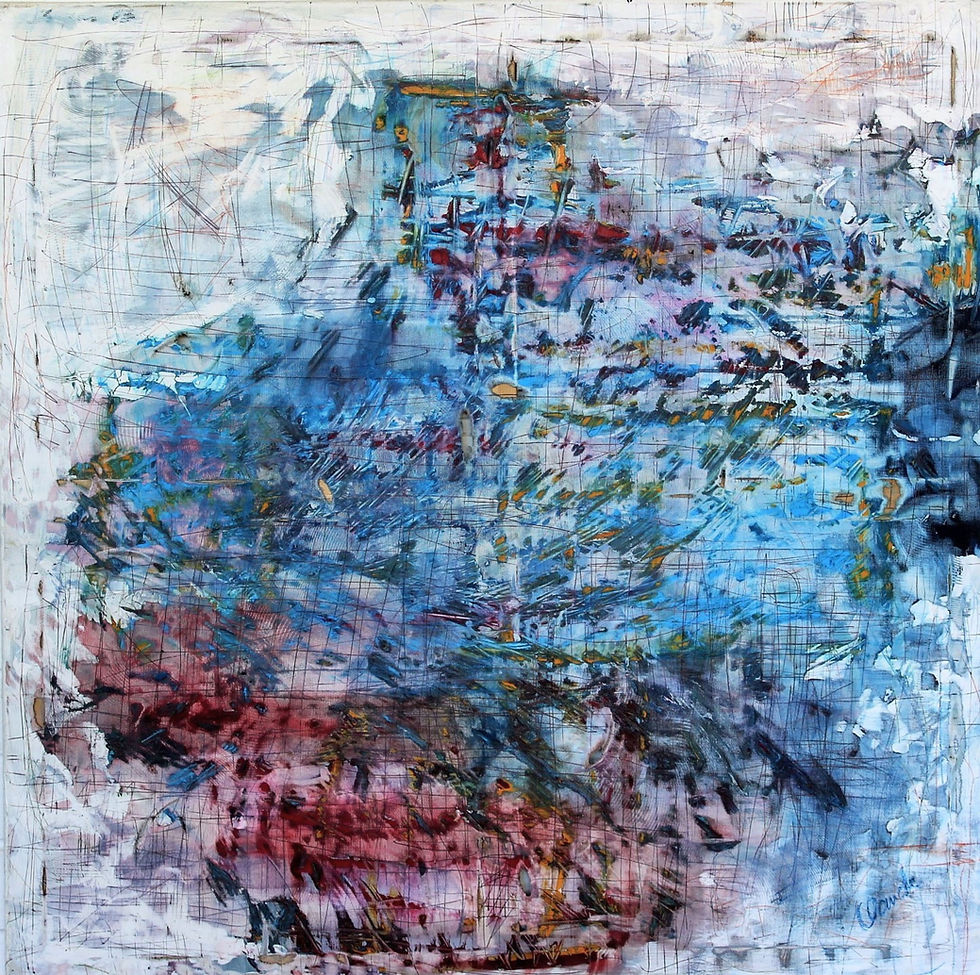 Stripped From the Frenzy - Oil sanded down, pen on canvas, 2023