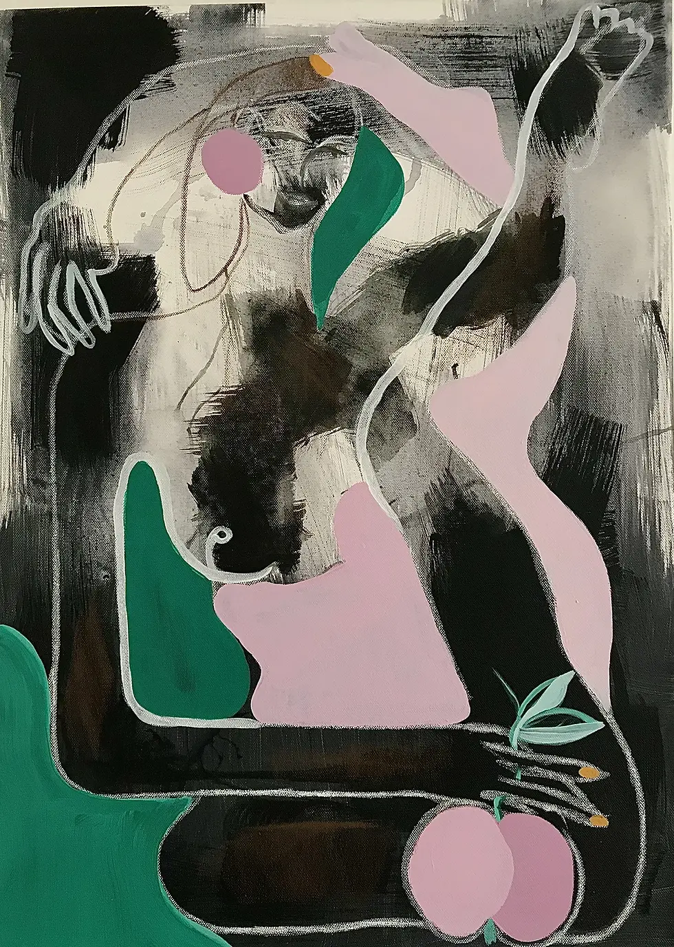 Sleepy Woman II - Oil and acrylic with oil pastels on canvas, 2026