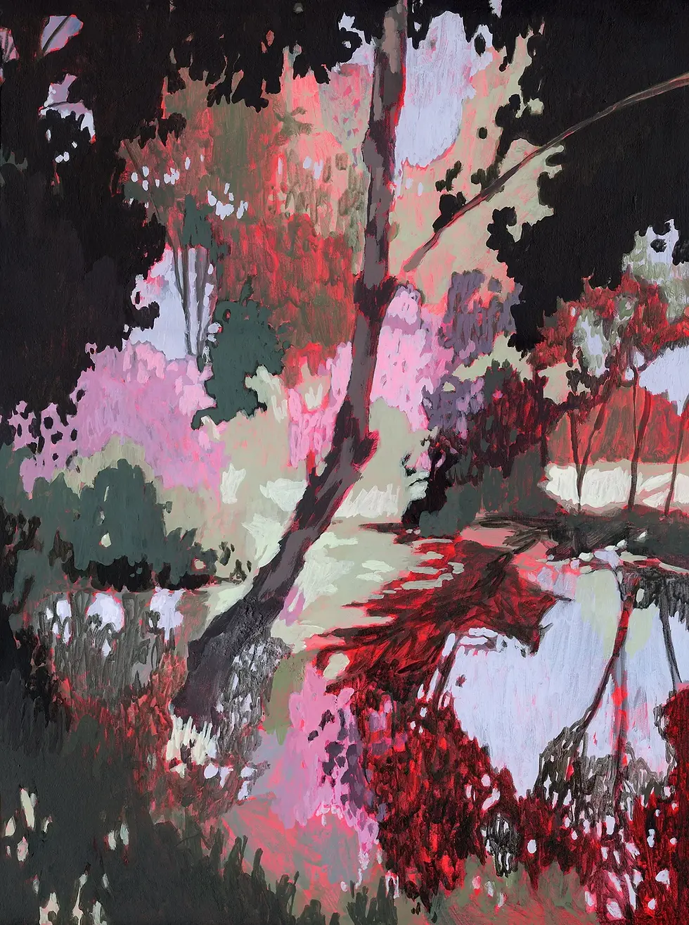 At Voorlinden - Acrylic, flashe, acrylic gouache, and cold pressed paper on wood panel, 2026