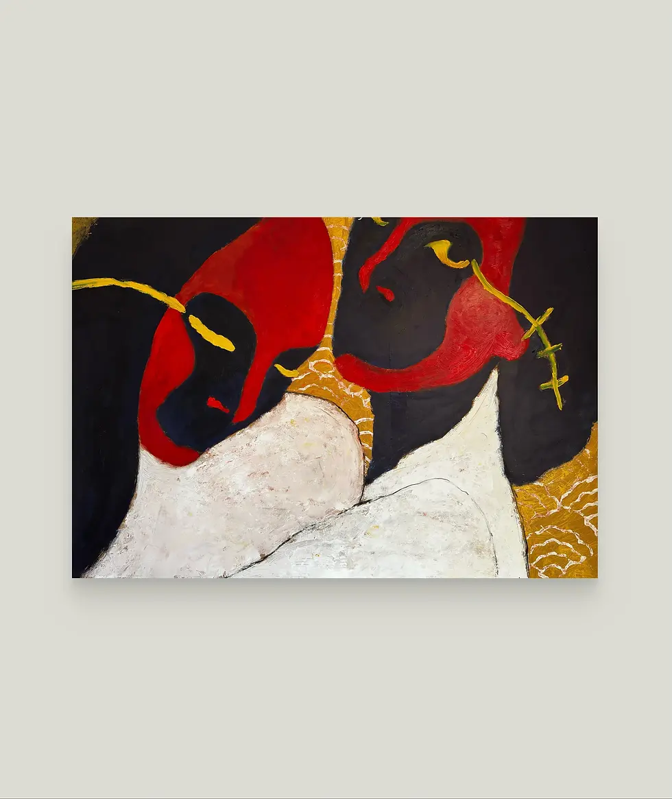 Two Selves One Look - Acrylic and oil on wood, 2026
