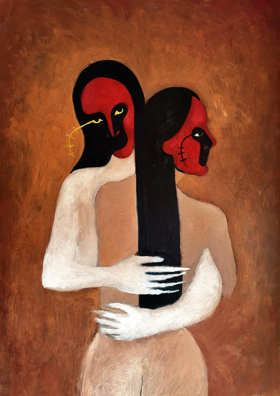 The Embrace - Acrylic and oil on wood, 2025