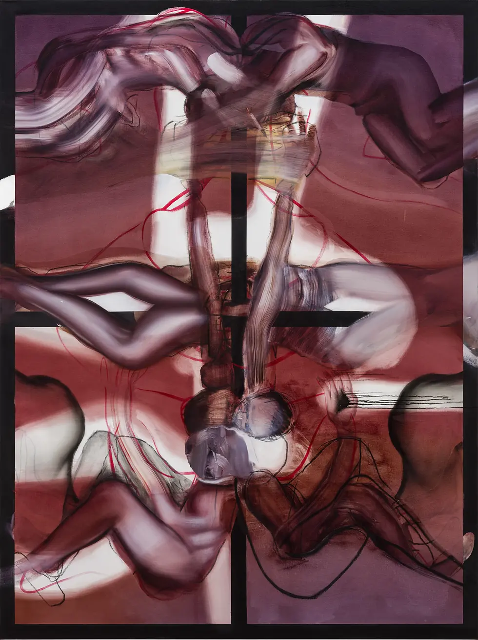 Rorschach/Flaying of Marsyas (There they don't think of how much blood it costs) - Oil on linen, 2024