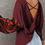 Thumbnail: Burgundy Sequin Sleeve Top
