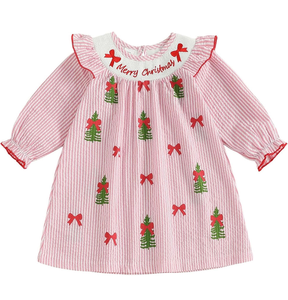 Thumbnail: Christmas Trees Smocked Dress