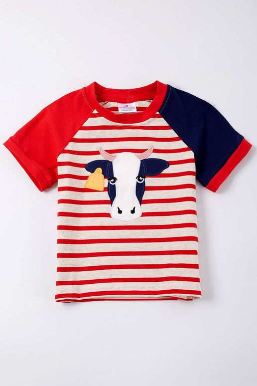 Red stripe cow top