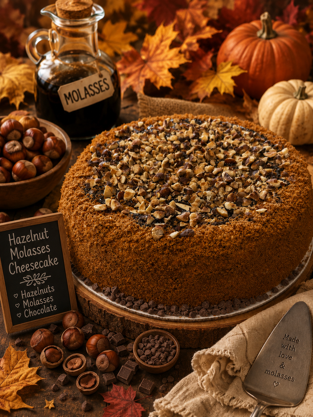Chocolate Hazelnut Molasses Crunch Cheesecake (With or Without Nuts)