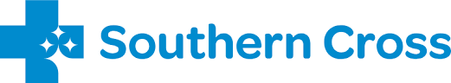 Southern Cross logo with blue cross and sparkles