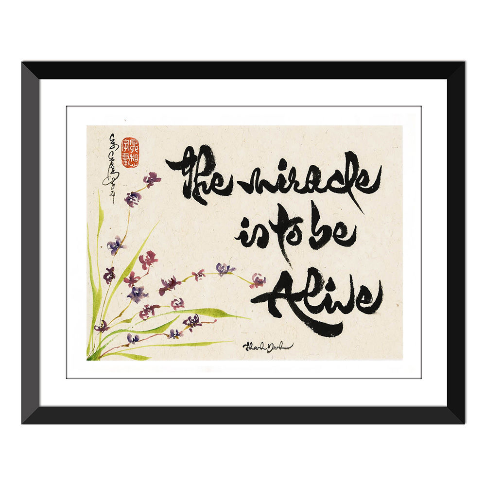 The miracle is to be Alive- Wild Orchid drawing- Thich Nhat Hanh- 9x12inch