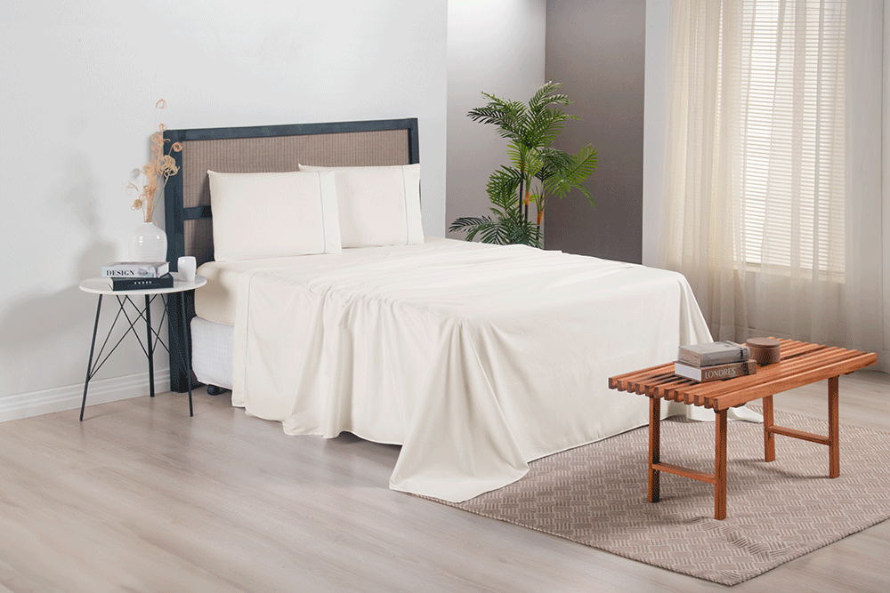 Jogo de Lençol 300 Fios King 4 Peças - Palha