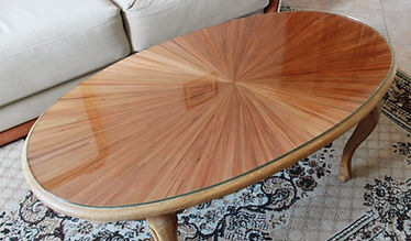 marqueterie de paille - table basse relooking