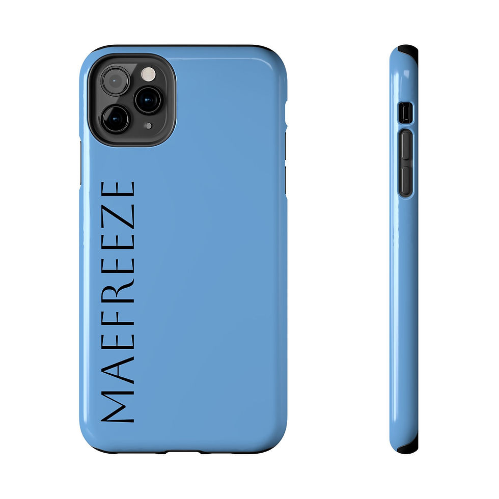 Thumbnail: Tough Phone Case — Minimal Blue Matte with Vertical "MAEFREEZE" Text
