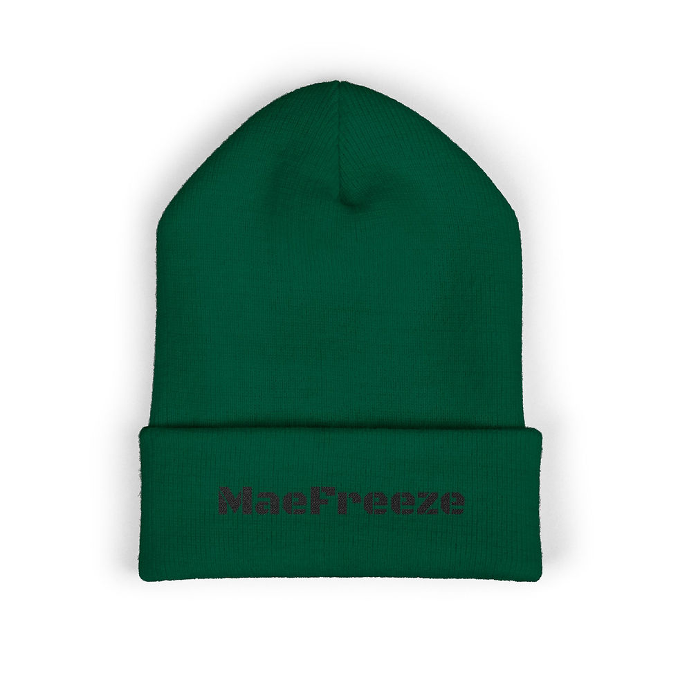 Thumbnail: MaeFreeze Embroidered Cuffed Beanie — Cozy Knit Winter Hat