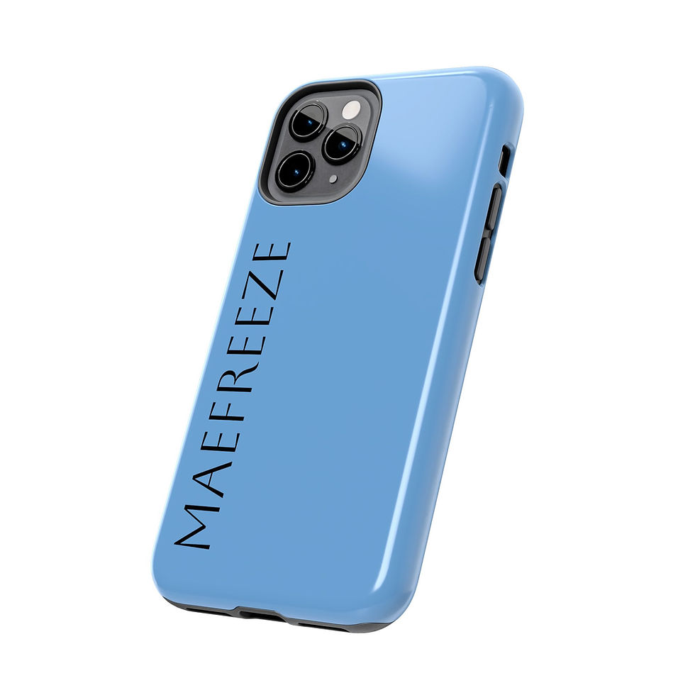 Thumbnail: Tough Phone Case — Minimal Blue Matte with Vertical "MAEFREEZE" Text