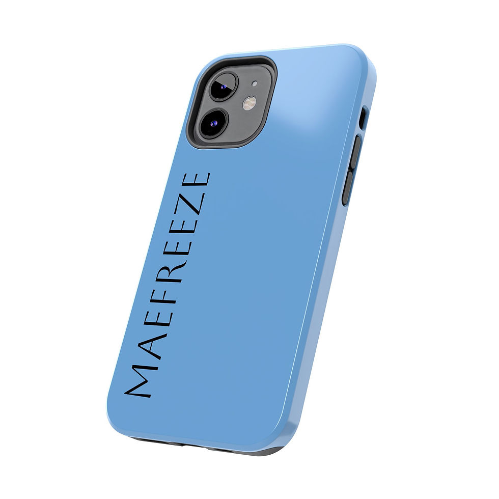 Thumbnail: Tough Phone Case — Minimal Blue Matte with Vertical "MAEFREEZE" Text