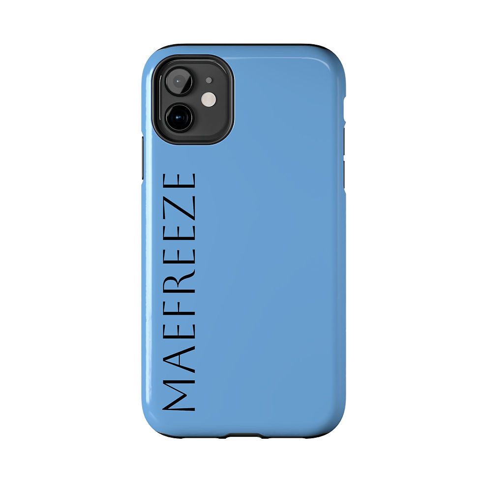 Thumbnail: Tough Phone Case — Minimal Blue Matte with Vertical "MAEFREEZE" Text