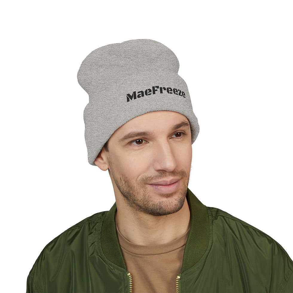 Thumbnail: MaeFreeze Embroidered Cuffed Beanie — Cozy Knit Winter Hat