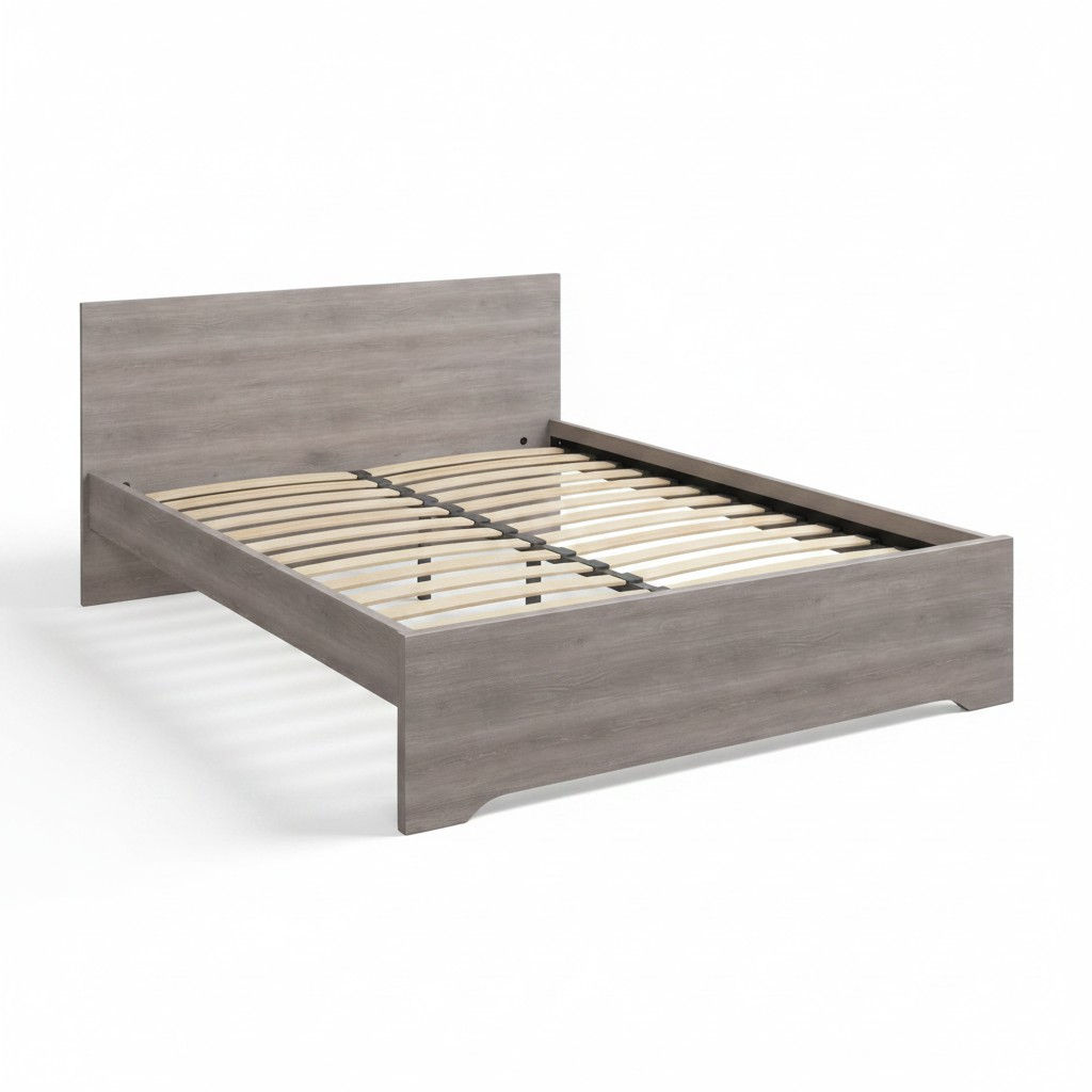Ensemble Lit et Sommier 140x200 cm Chêne Argile - Dispo. en plusieurs tailles