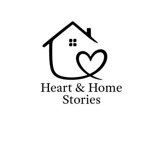 Logo: Heart & Home Stories with house and heart symbol