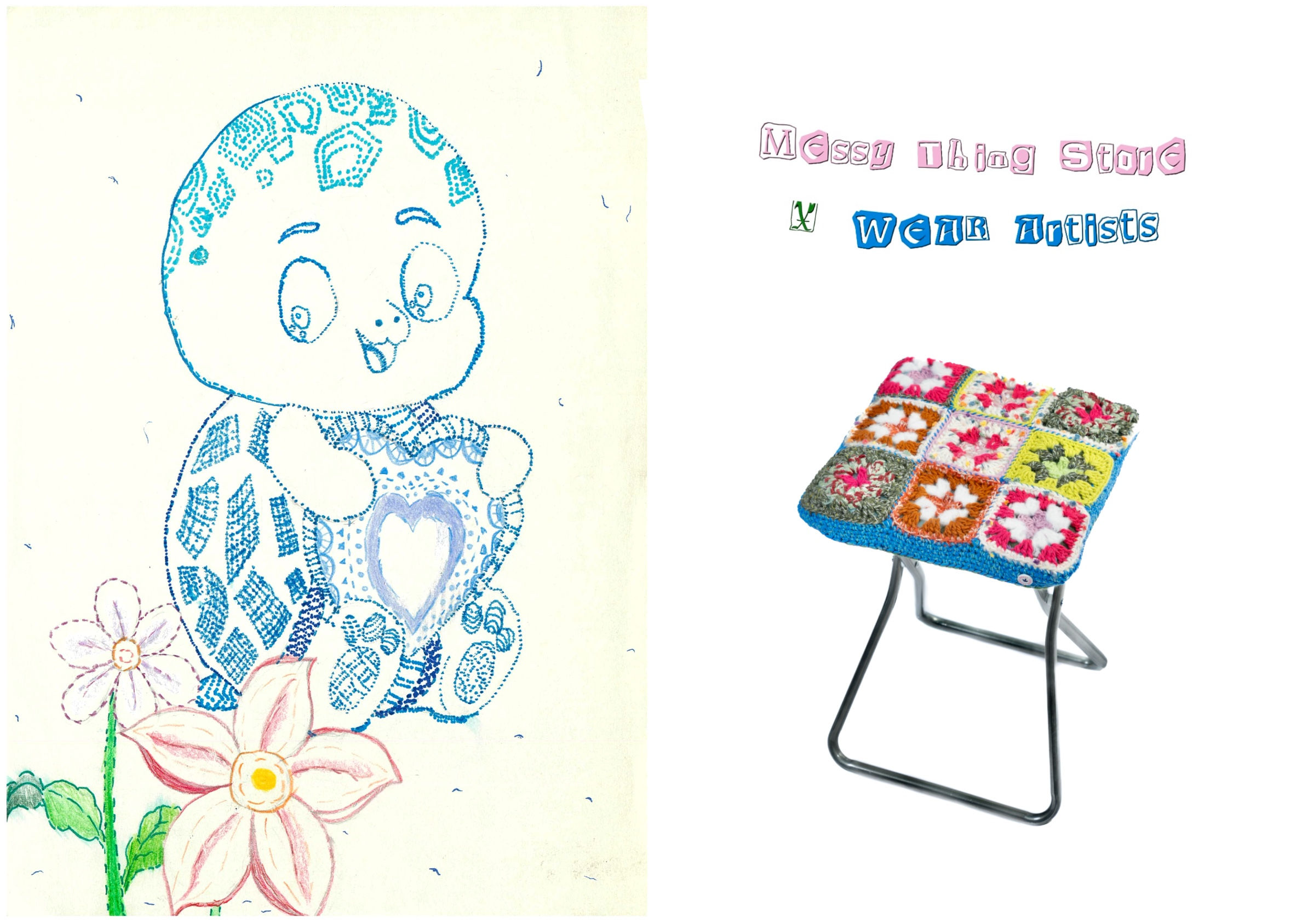 X Granny square folding stool