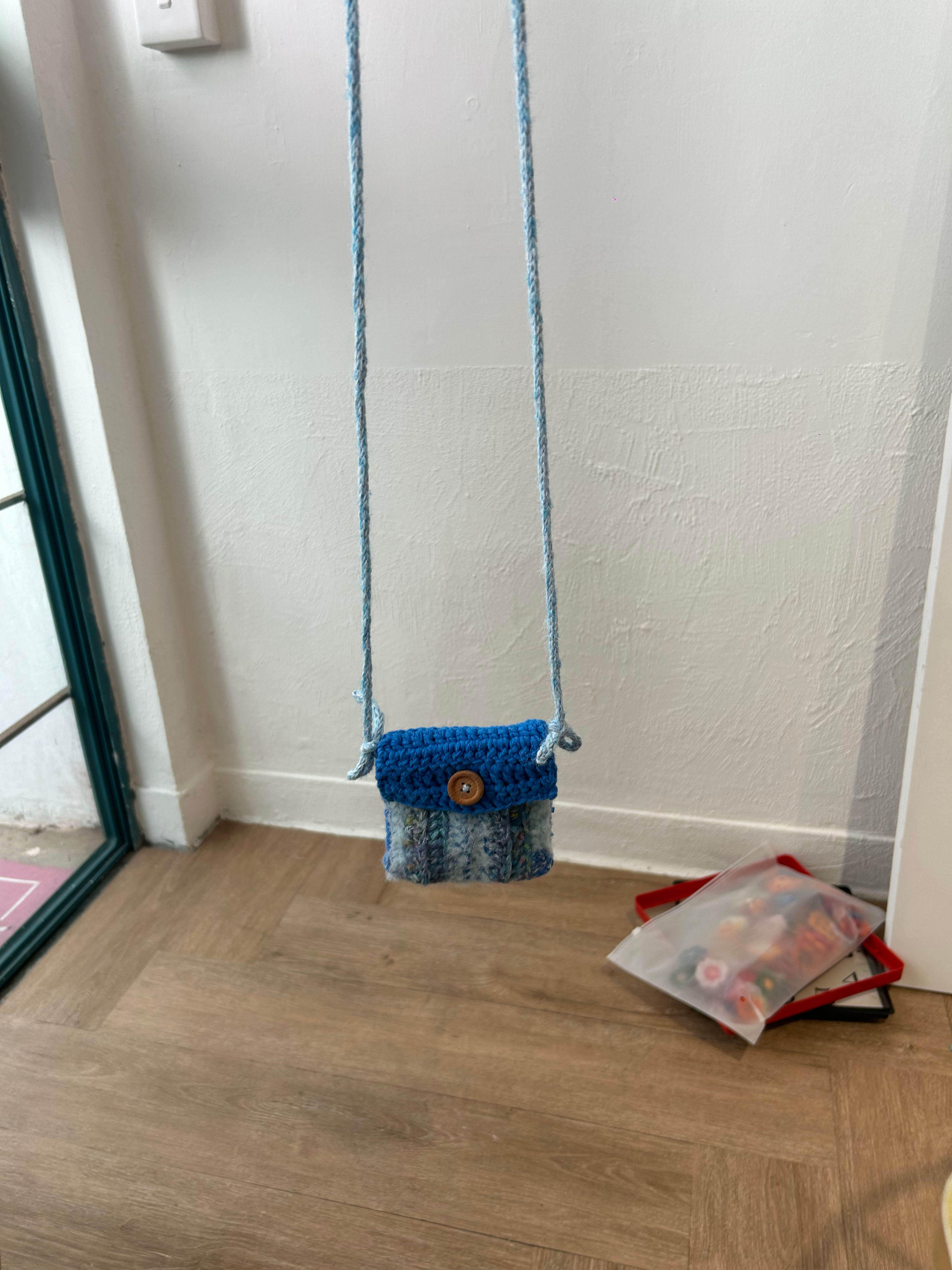 bluestone crochet mini bag