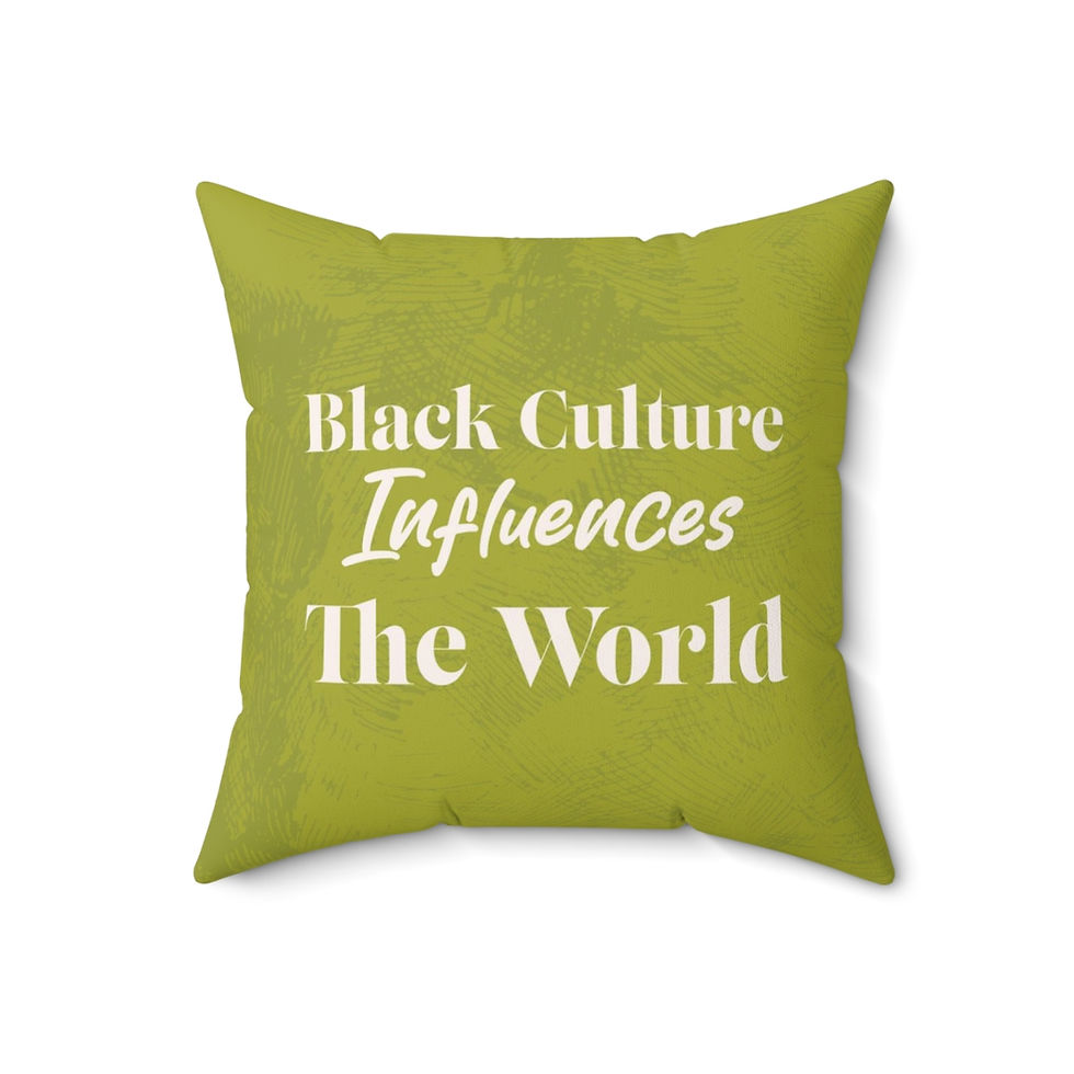 Thumbnail: "Black Culture Influences the World" Square Pillow in Tribal Matcha