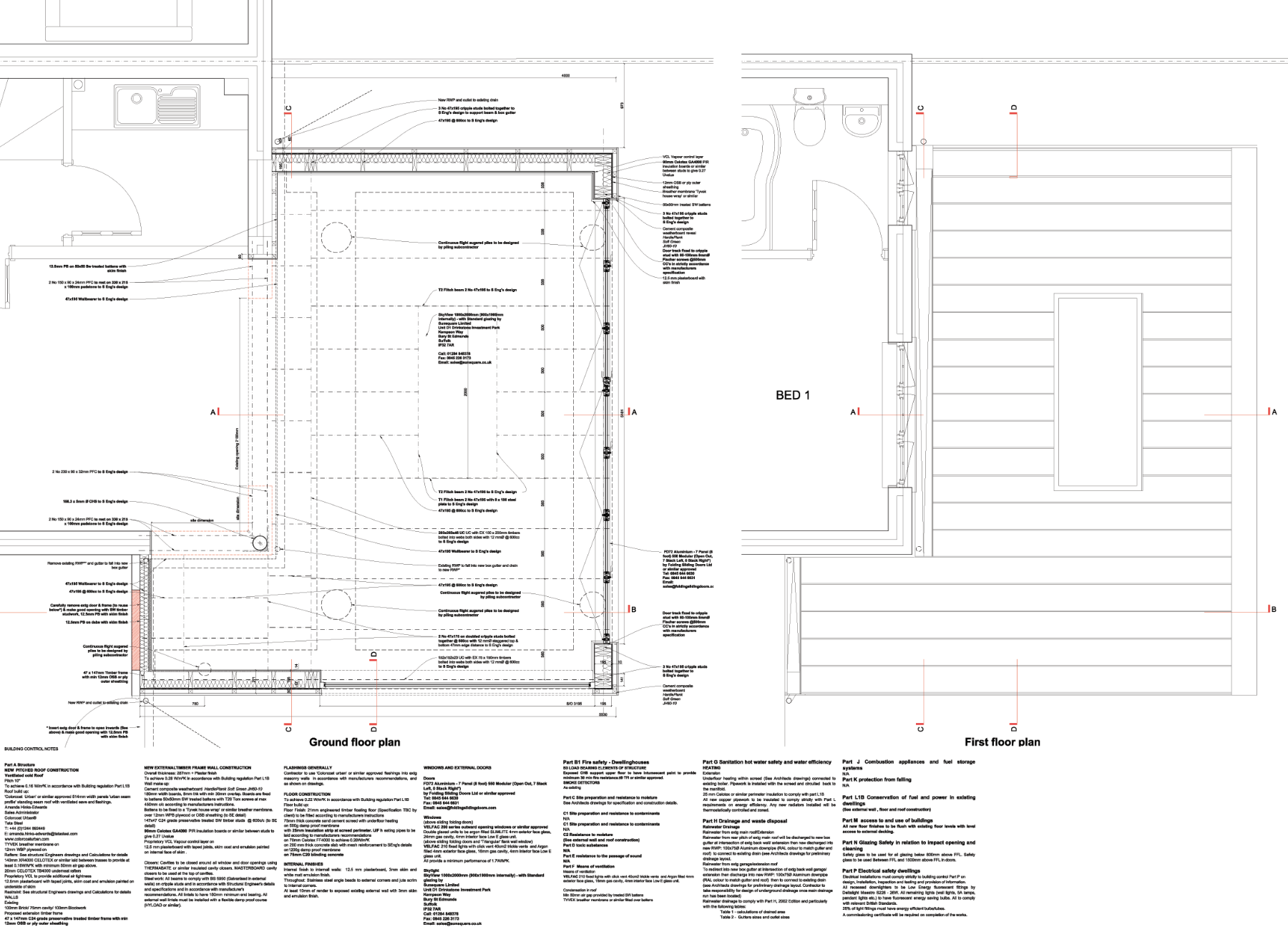 Ground floor and Roof plans