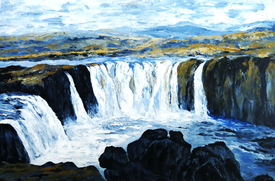 Gooafoss Waterfall Iceland by artist Marilyn Black