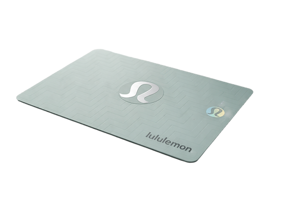 A light blue Lululemon gift card.