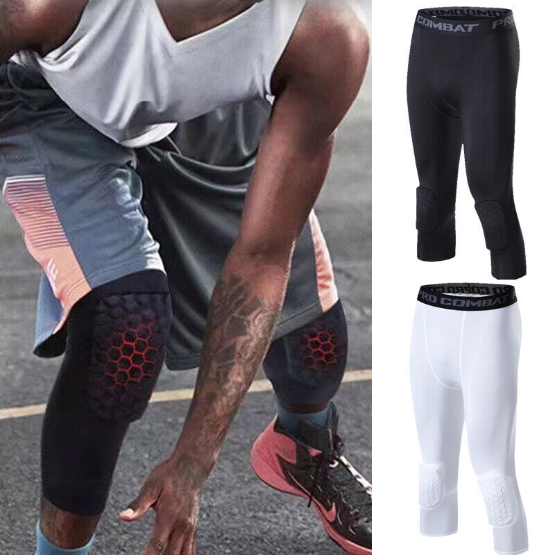 Thumbnail: Men's Basketball Sports Tight Pants 3/4 Compression Workout Leggings Knee Pads