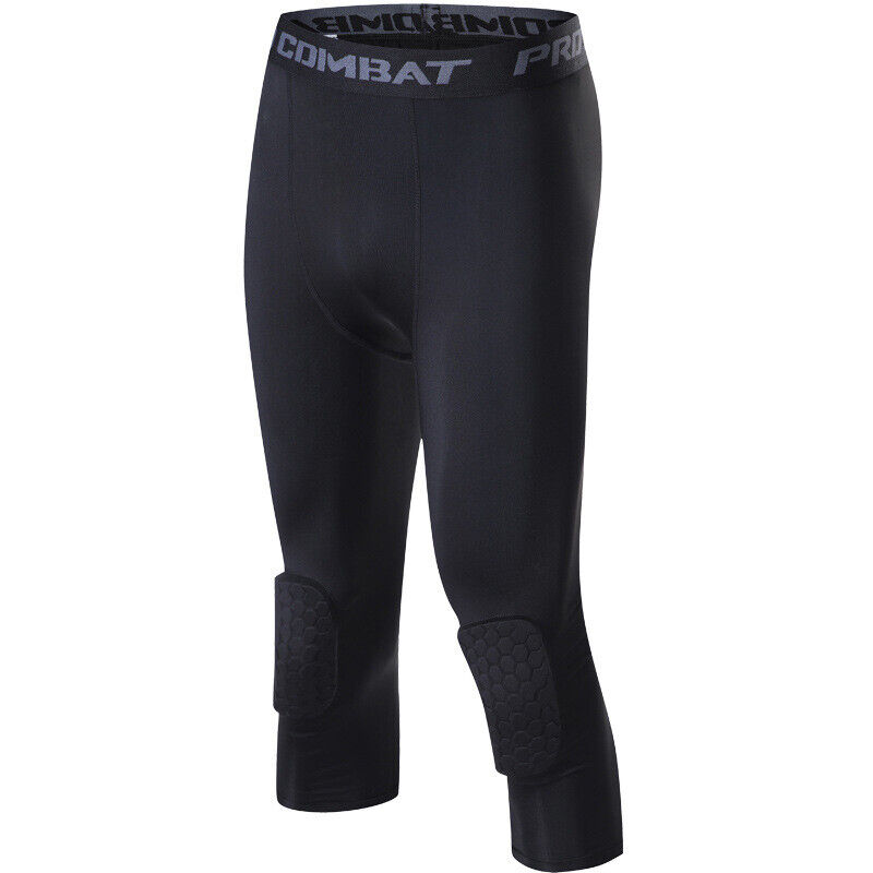 Thumbnail: Men's Basketball Sports Tight Pants 3/4 Compression Workout Leggings Knee Pads