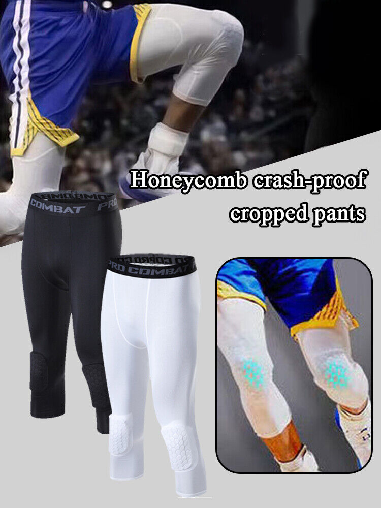 Thumbnail: Men's Basketball Sports Tight Pants 3/4 Compression Workout Leggings Knee Pads