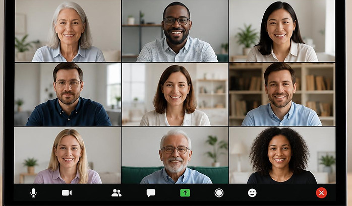 Virtual probate webinar in progress on a laptop with nine participants attending through video conferencing