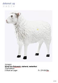 Schäfchen aus Polyresin,stehend, wetterfest,     77x27x64cm