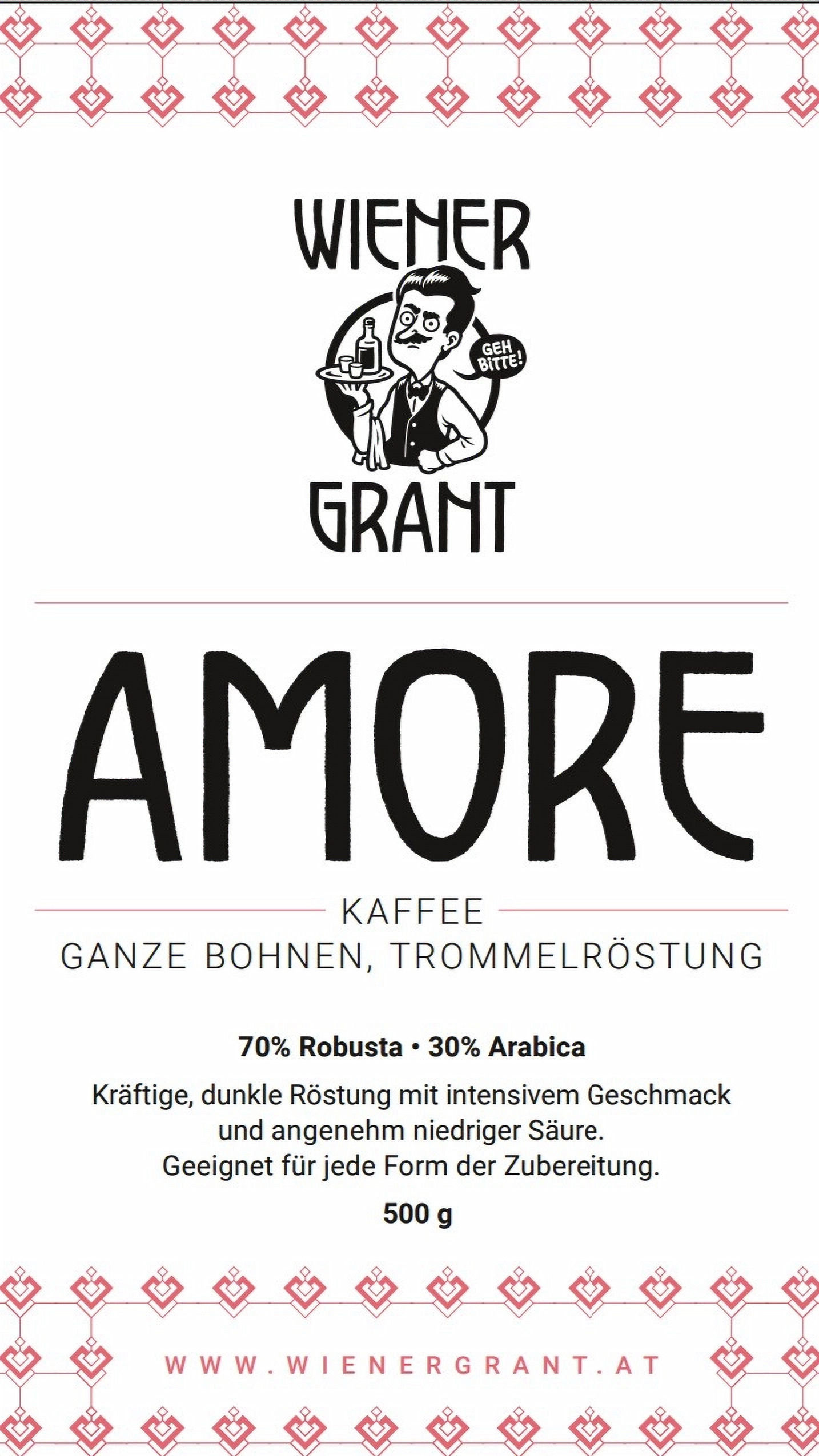 Wiener Grant "AMORE" - Kaffeebohnen, 500g