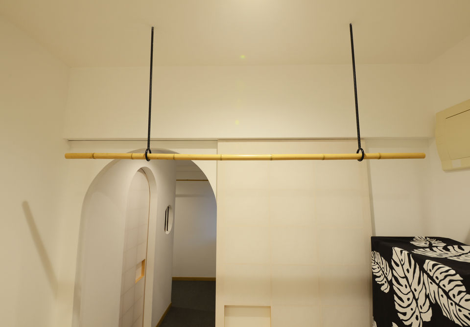 鉄のフックと竹のハンガーパイプはここにしかないオリジナル